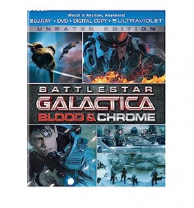 Battlestar Galactica Blood &amp; Chrome (Unrated Edition) (Blu-Ray + DVD + Digital) Cover