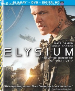 Elysium (Two Disc Combo: Blu-ray / DVD + UltraViolet Digital Copy) Cover