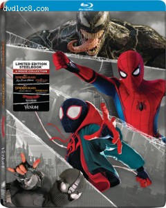 Cover Image for 'Spider-Man: Far from Home / Spider-Man: Homecoming / Spider-Man: Into the Spider-Verse / Venom 4-Movie Collection (Limited Edition Steelbook) [Blu-ray + DVD + Digital]'