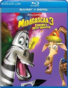 Madagascar 3: Europe's Most Wanted [Blu-Ray + Digital] Cover